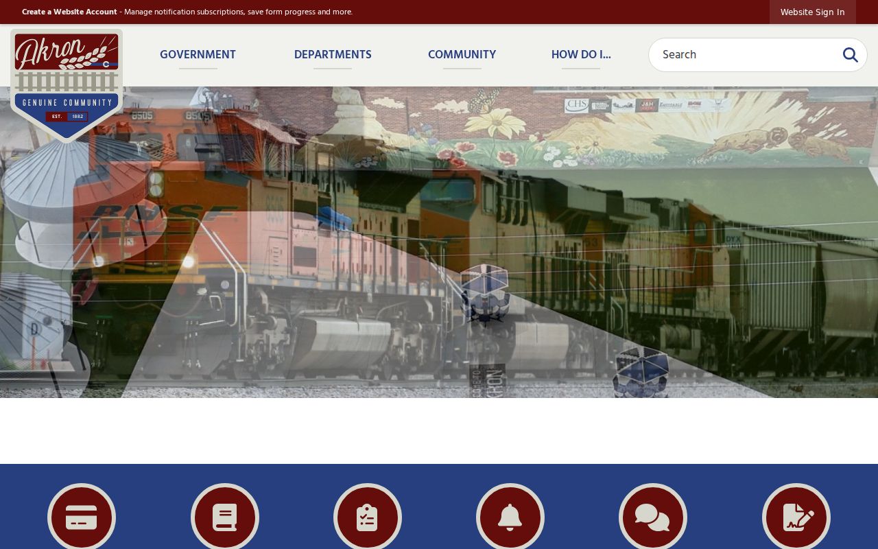 Akron Town Hall contact page used to verify Akron municipal records access