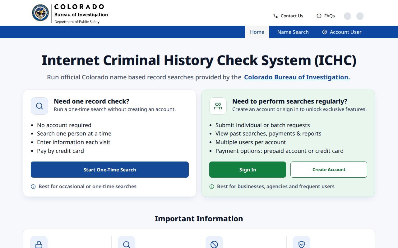 Washington County criminal history ICHC name search