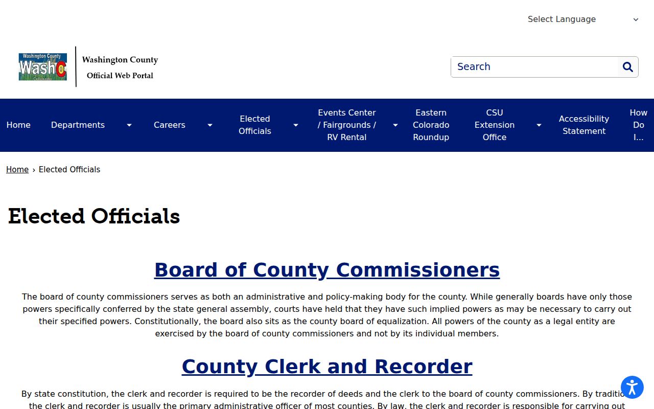Washington County elected offices providing records services for Otis