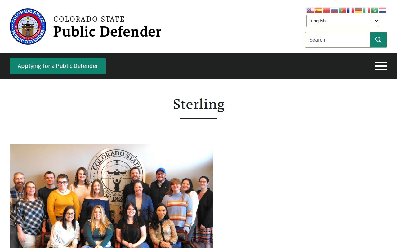 Colorado State Public Defender Sterling regional office page